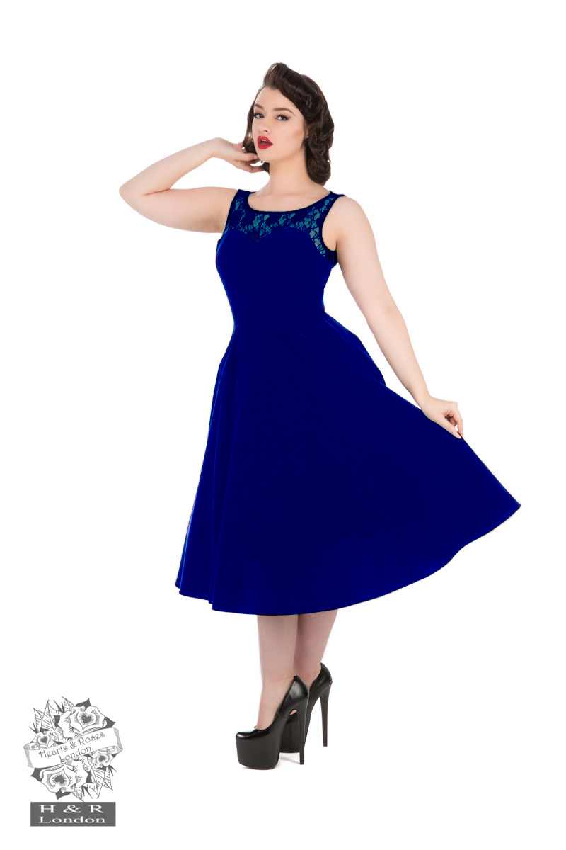 Royal Blue Velvet Romance Evening Dress